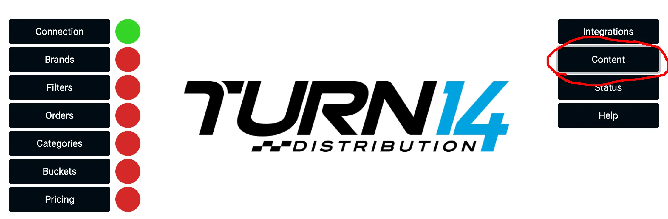 The Content page in the Turn 14 Distribution app